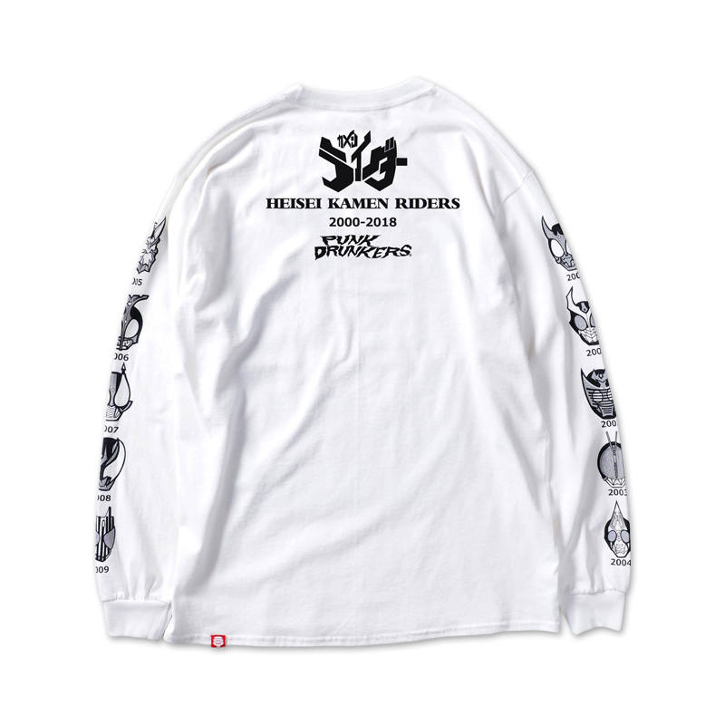 KK54218　PUNK DRUNKERS 平成仮面ライダー ロンT PUNK DRUNKERS - [PDSx仮面ライダー] 平成ライダー顔ロンTEE